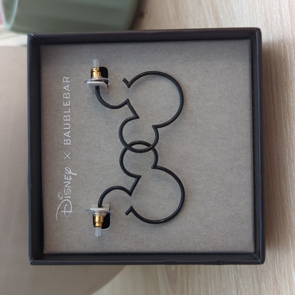 DISNEY X BAUBLEBAR MICKEY MOUSE SILHOUETTE HOOP EARRINGS
